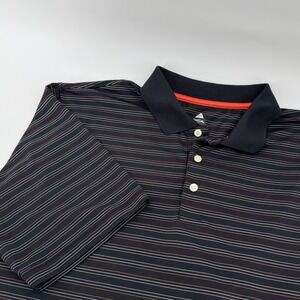 Mens Bolle Golf Polo‎ Shirt Black Preppy Stripe Short Sleeve Tech Fabric Size L